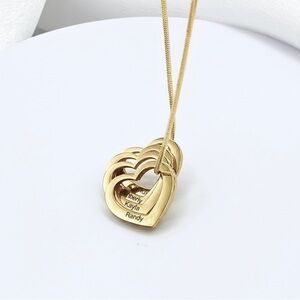 Yellow Gold Necklace with Personalized Name Hearts